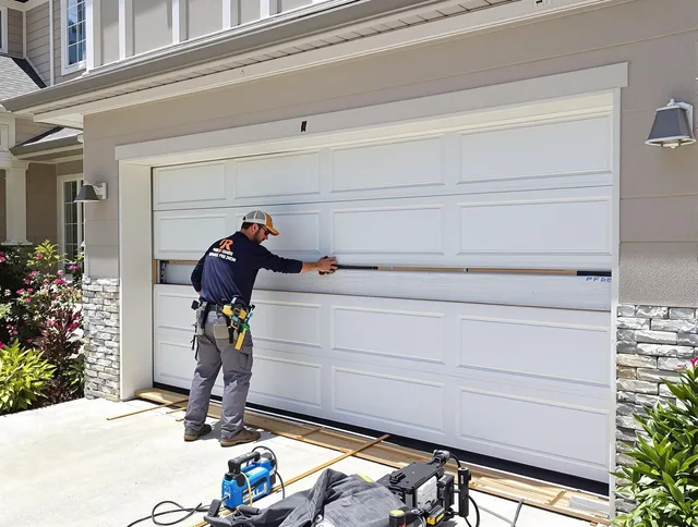 Wallingford Center Garage Door Repair team performing complete garage door replacement at Wallingford Center residence