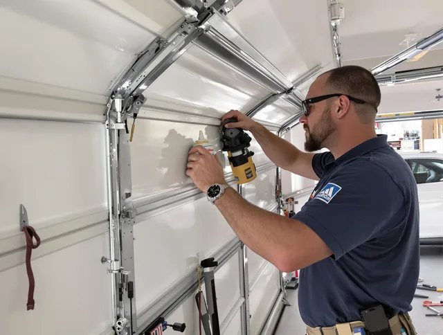 Wallingford Center Garage Door Repair technician quieting a noisy garage door in Wallingford Center