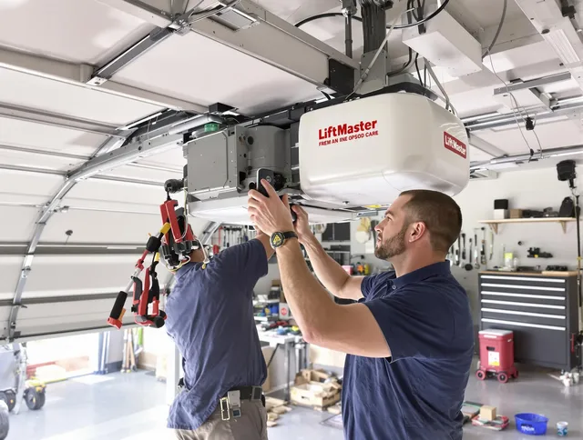Wallingford Center Garage Door Repair technician performing advanced diagnostics on garage opener in Wallingford Center