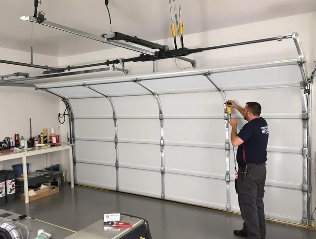 Wallingford Center Garage Door Repair certified technician performing overhead door system repair in Wallingford Center