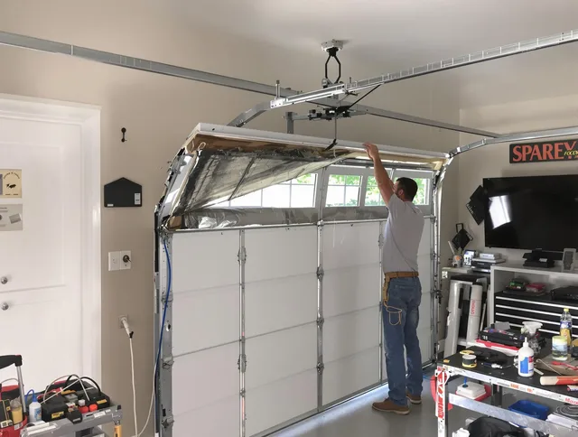 Garage door section replacement by Wallingford Center Garage Door Repair in Wallingford Center